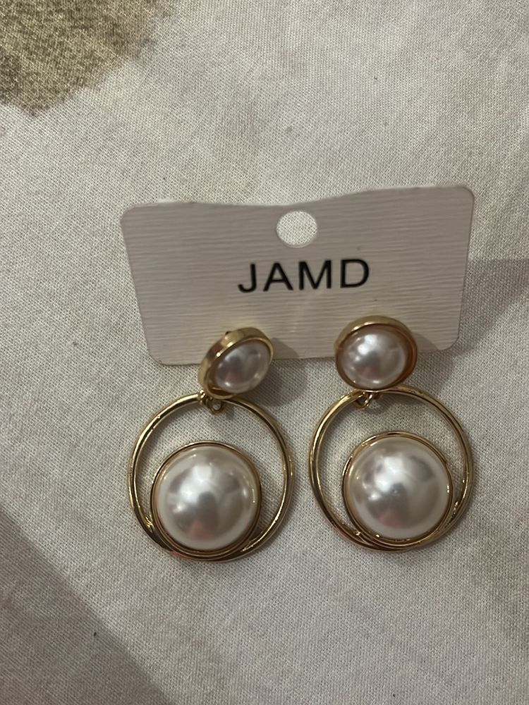 Pearl Drop Gold Plated Earrings