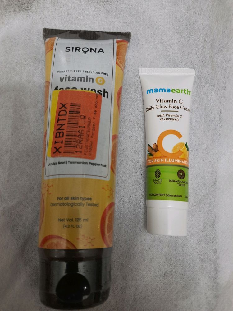 Sirona Brightening Facewash & Mamaearth Glow Cream