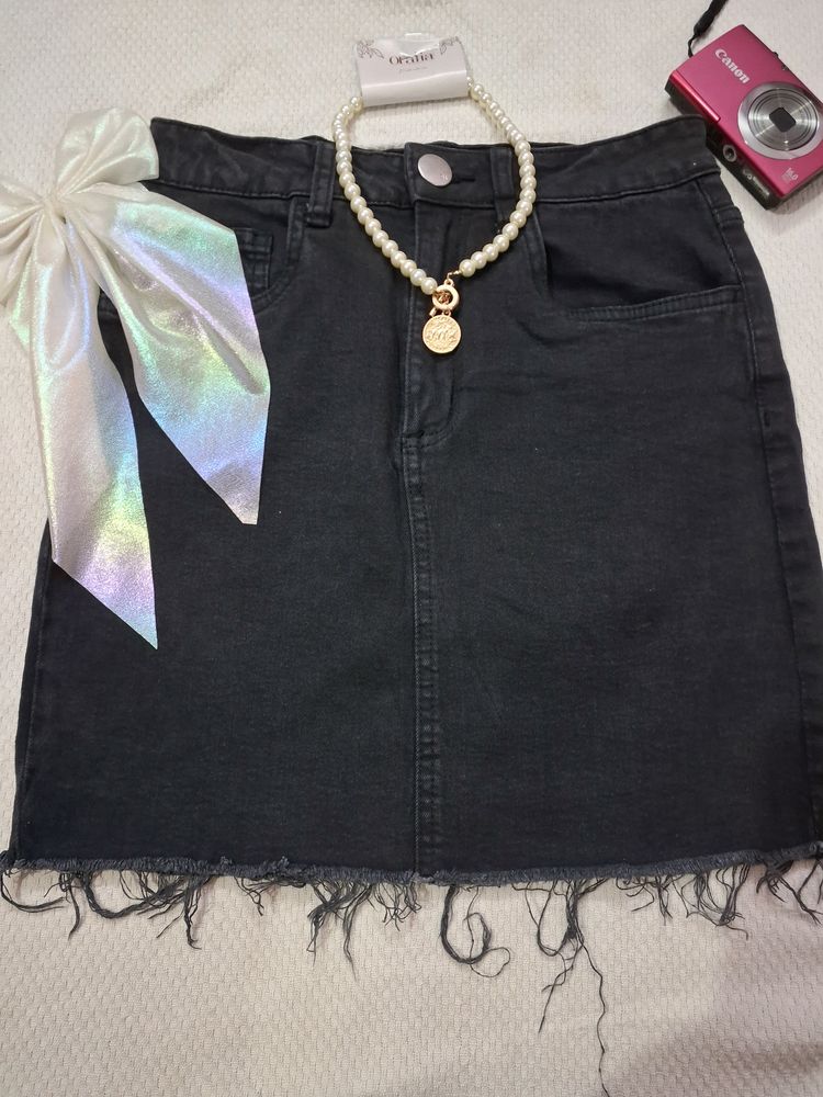 Black Denim Skirt