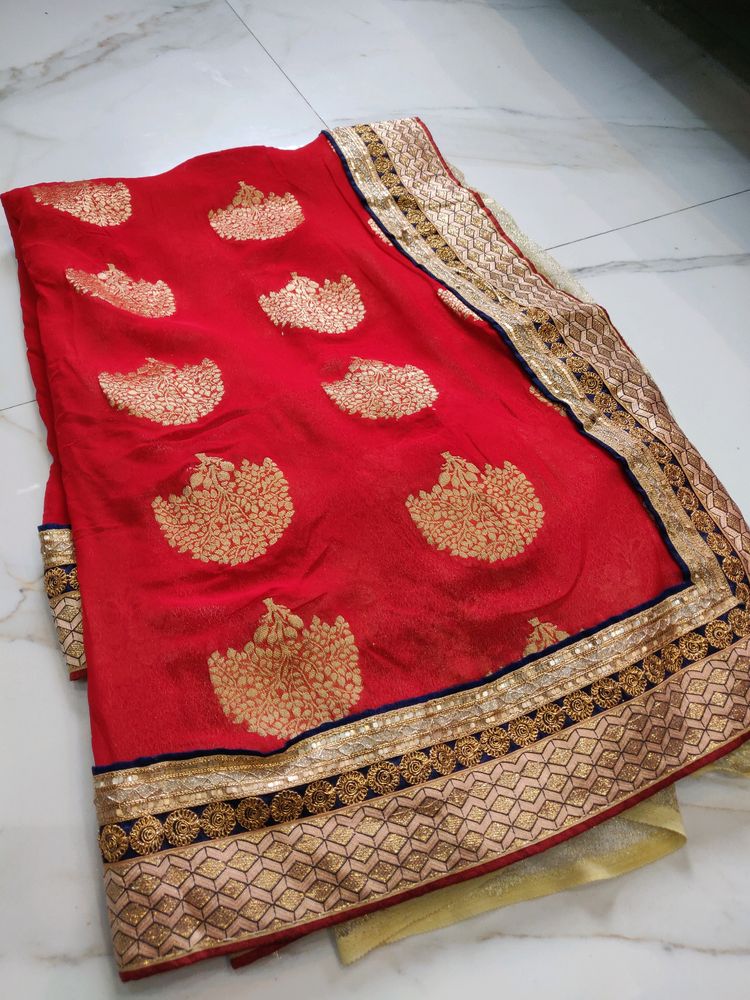 New Pattern Saree Beautiful Contrast Colour ❤