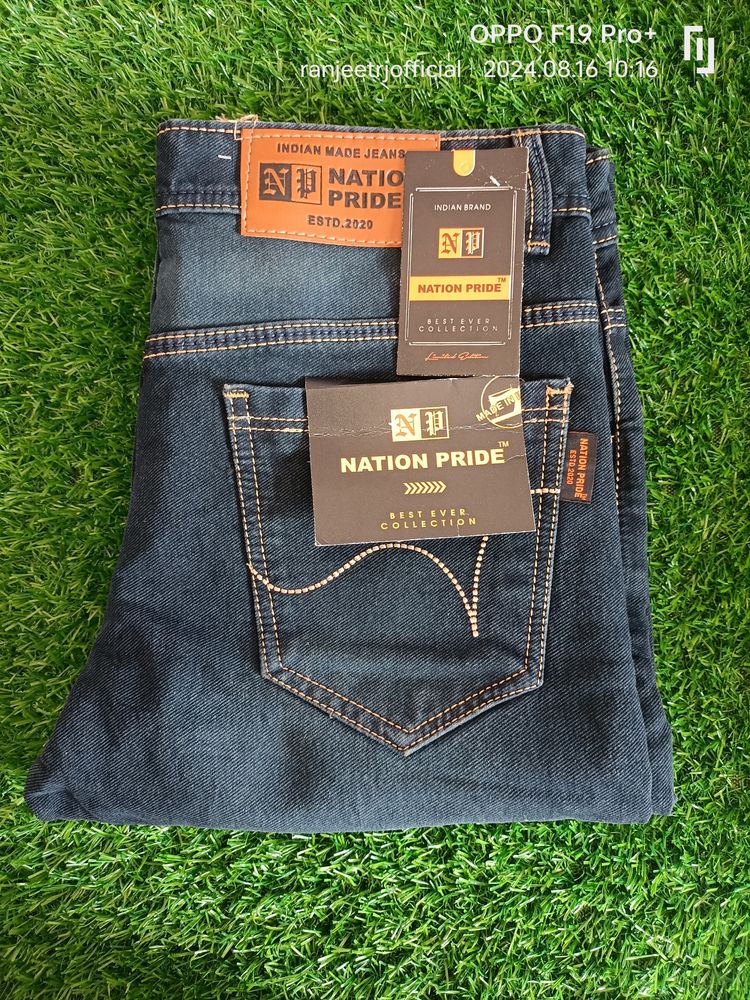 Men's Navy Blue Denim Jeans For Festival