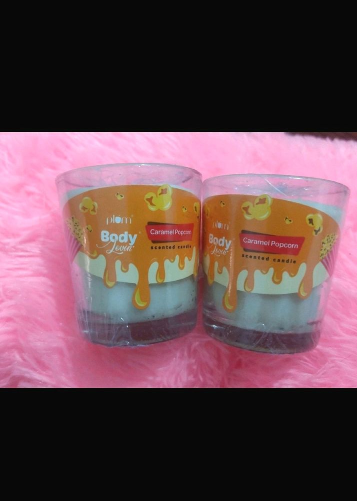 2 Plum Body Lovin Caramel Popcorn Scented Candles