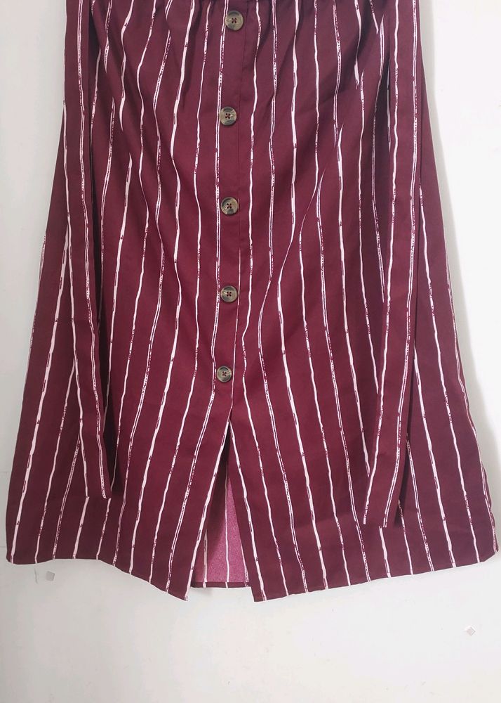 Maroon Striped Skirt