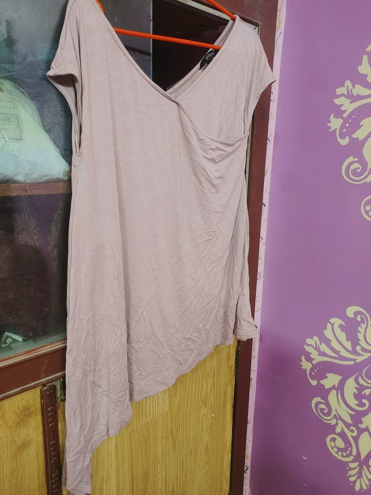 Light Pink Stylish Assymetrical Top