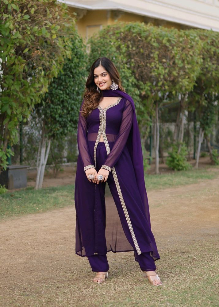 AC 464 Purple 🟣 Pant Top Shrug Dupatta