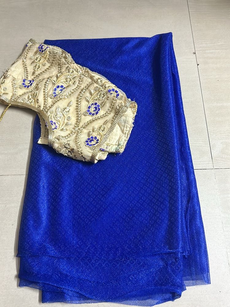 Net Saree With Blouse 32 Size