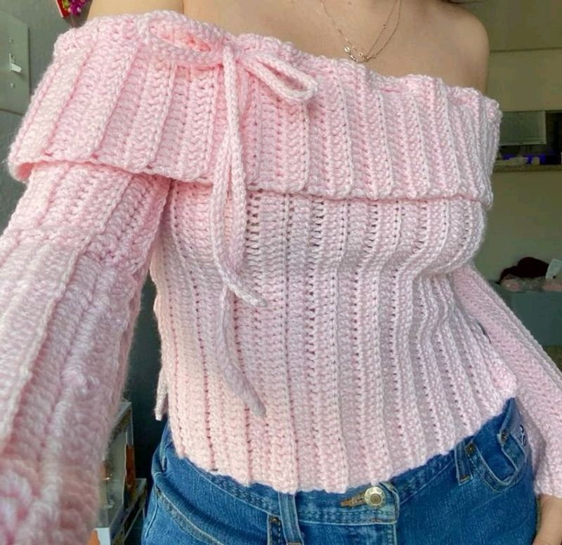 Crochet Off Shoulder Sweater ♡