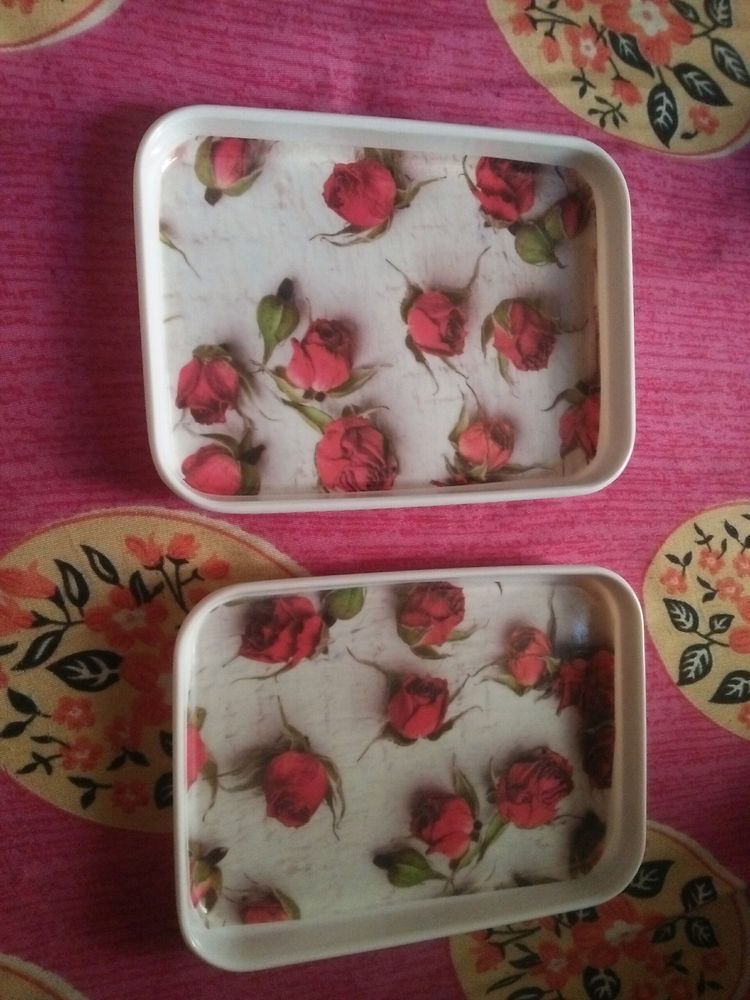 2 Medium Size Tray For Surving Tea Coffee Etc.