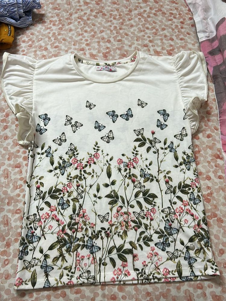 Girls Butterfly Printed Top