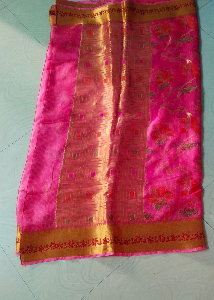 Cotton Blend Pattu Border Saree