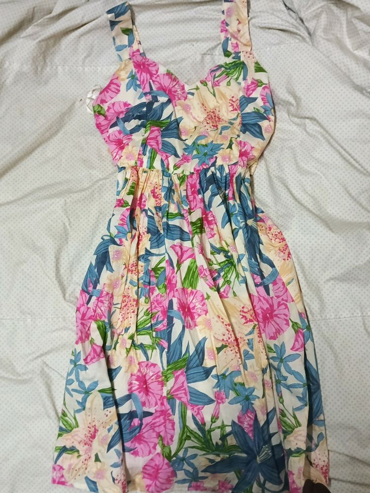 Floral Multi Colour Mini Dress Beachy Girly