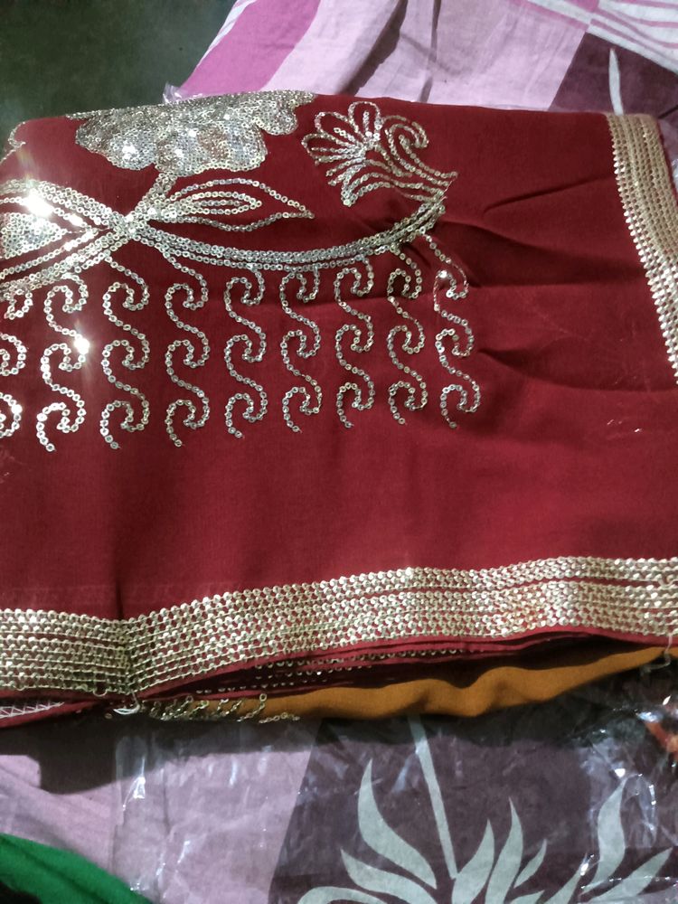 Red Chiffon Saree