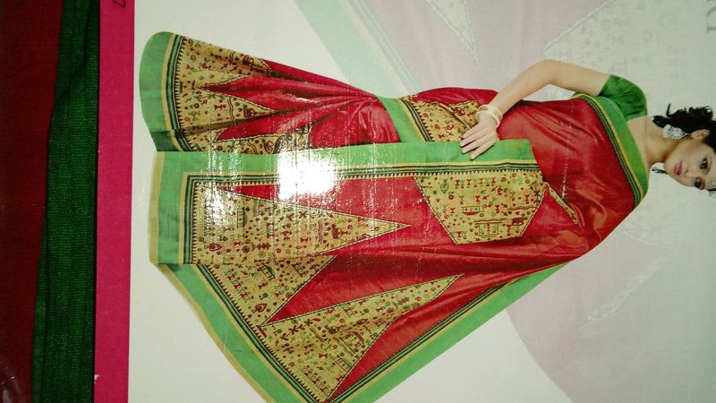 Red Art Slik Saree