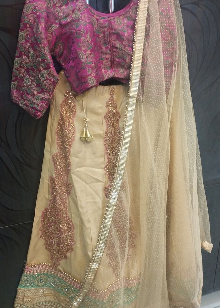 Purple And Golden Lehenga Choli