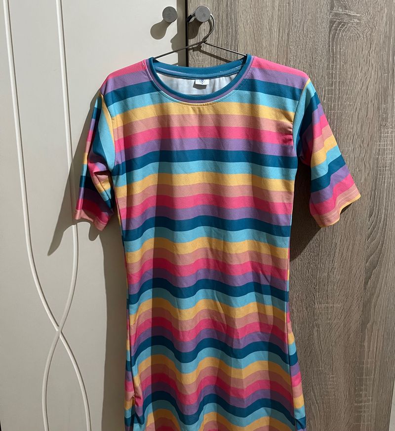 Korean Rainbow T-shirt Dress