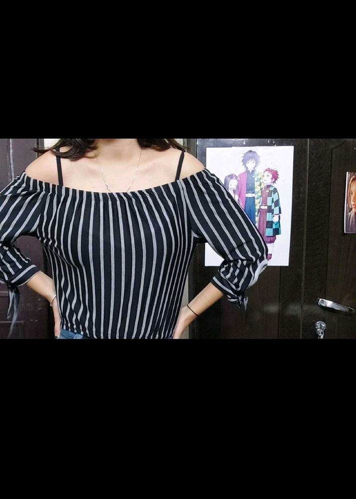 Off Shoulder Stripes Top