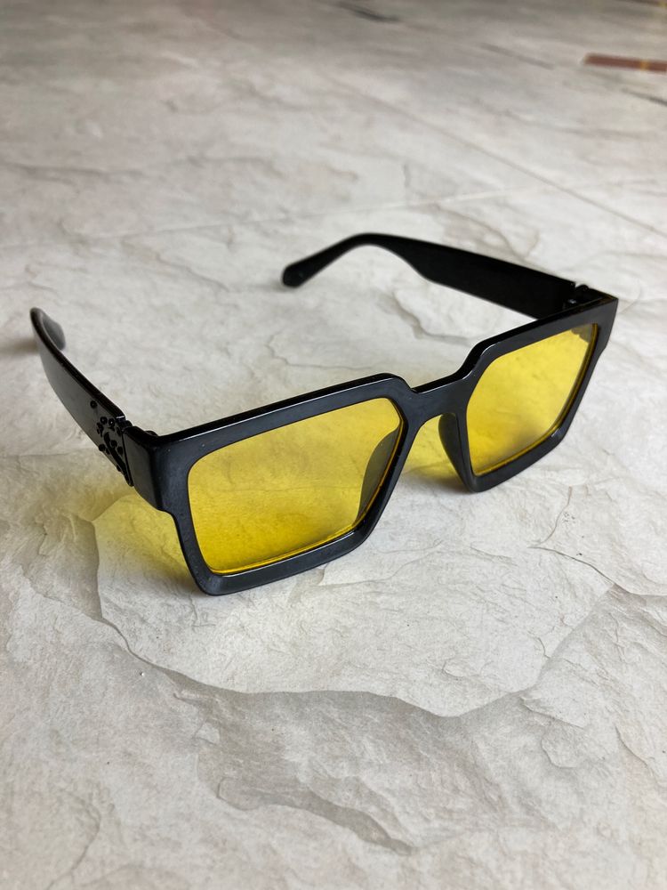 Black Yellow Square Sunglasses