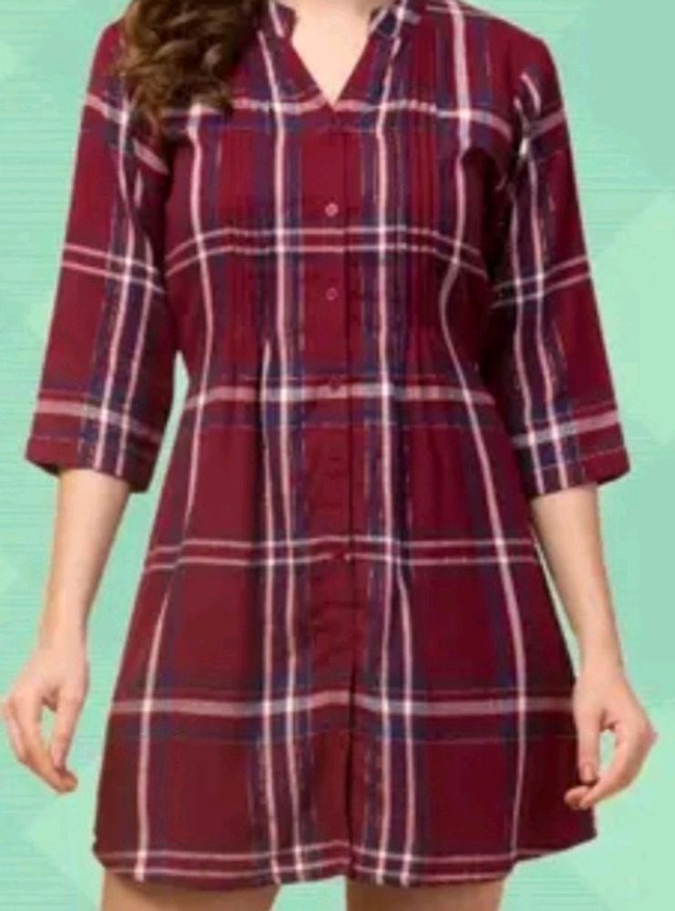 New Without Price Tag- Checkered Shirt Dress