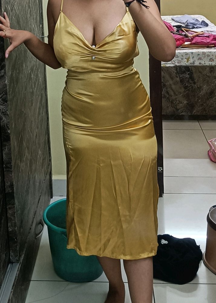 Sexy Golden Satin Dress