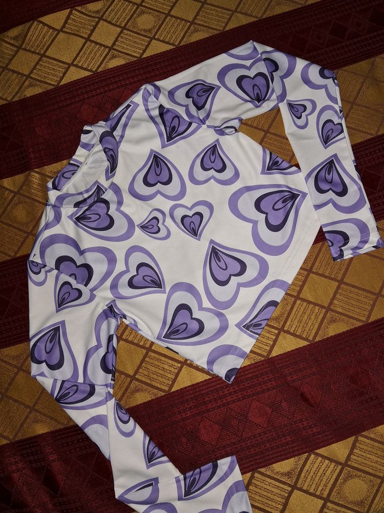 Women Heart Print Regular Fit Crop Top