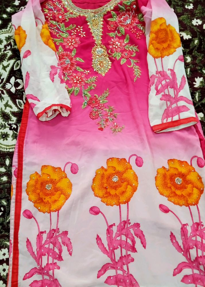 Beautyful Kurti Pink White 🤍💓