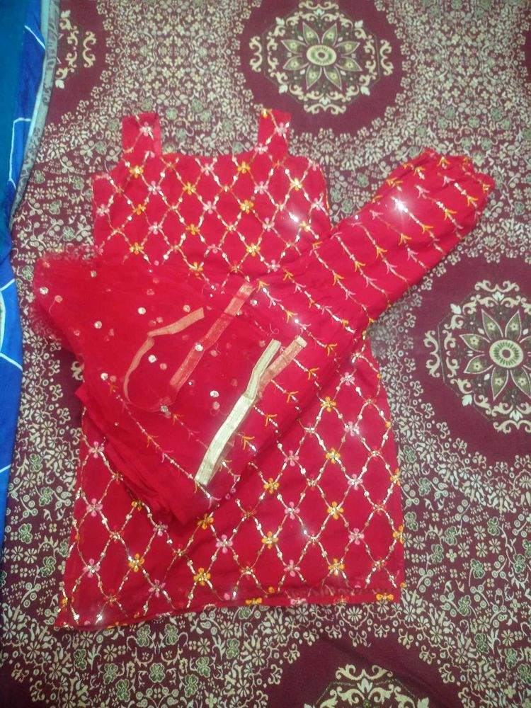 Newly Red Party Wear Heavy Sharara