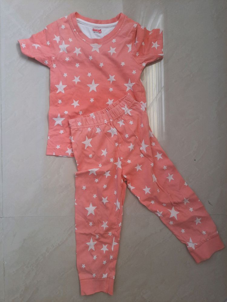 Babyhug Half Sleeves Night Suit Star Print