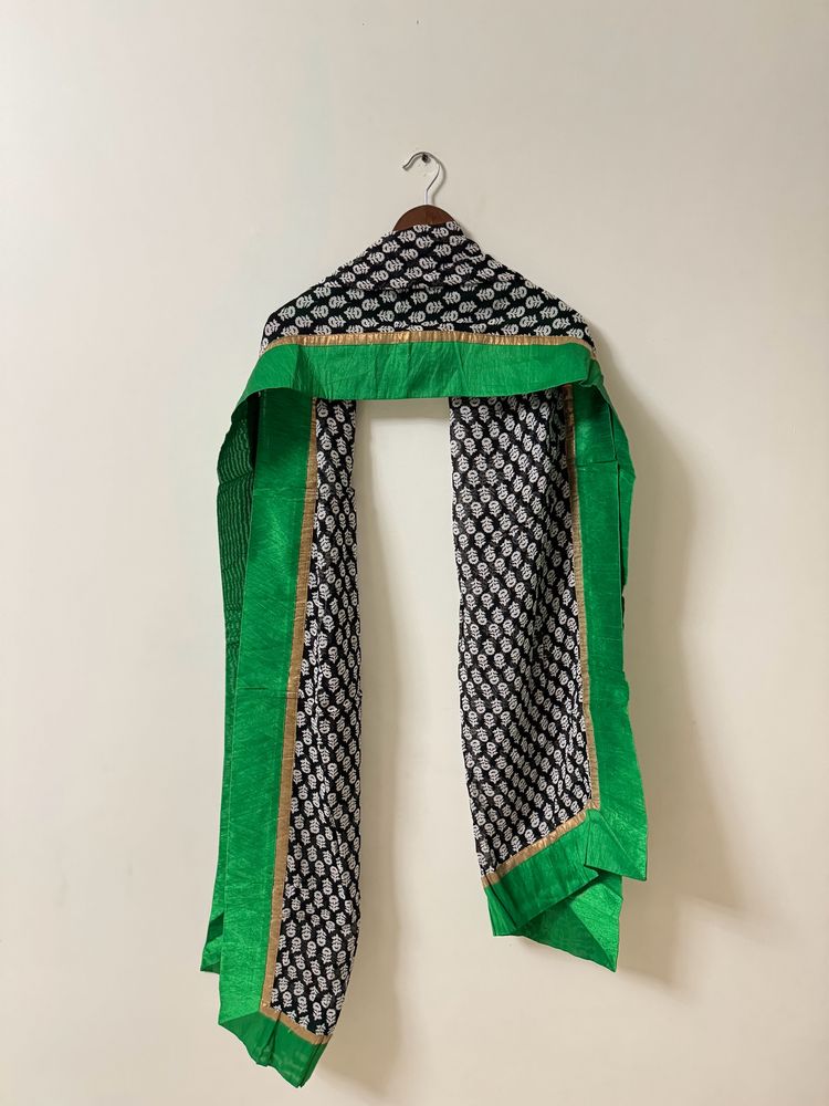 Printed Dupatta With Raw Silk Border