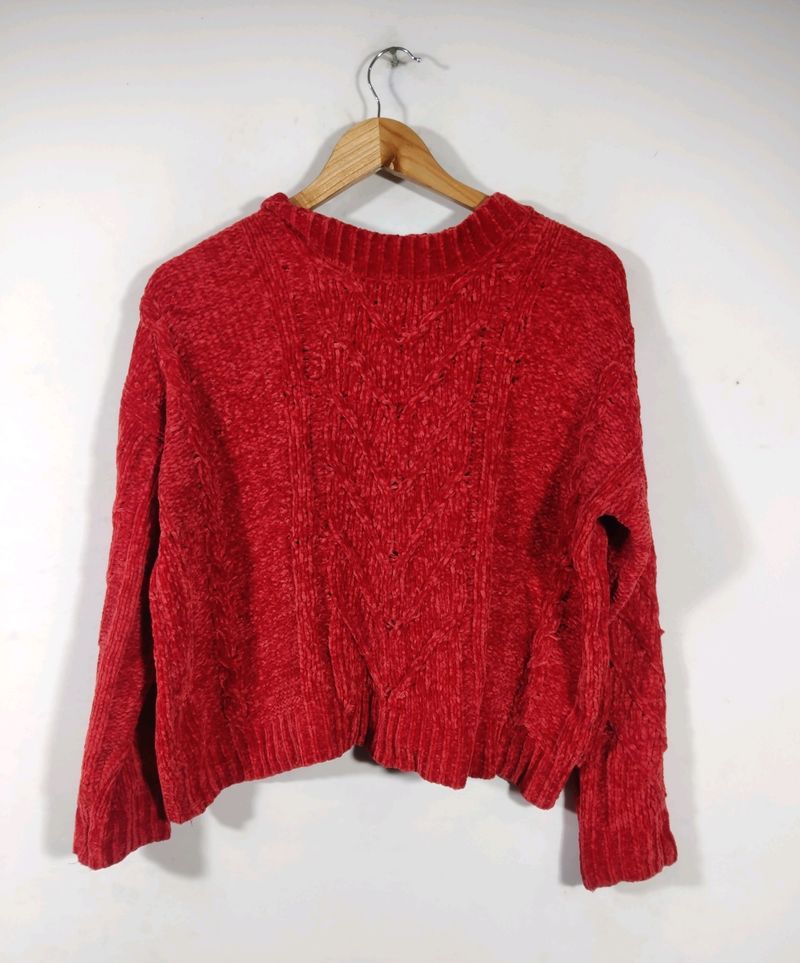 Cotton Red Sweatshirt Top (Women's)