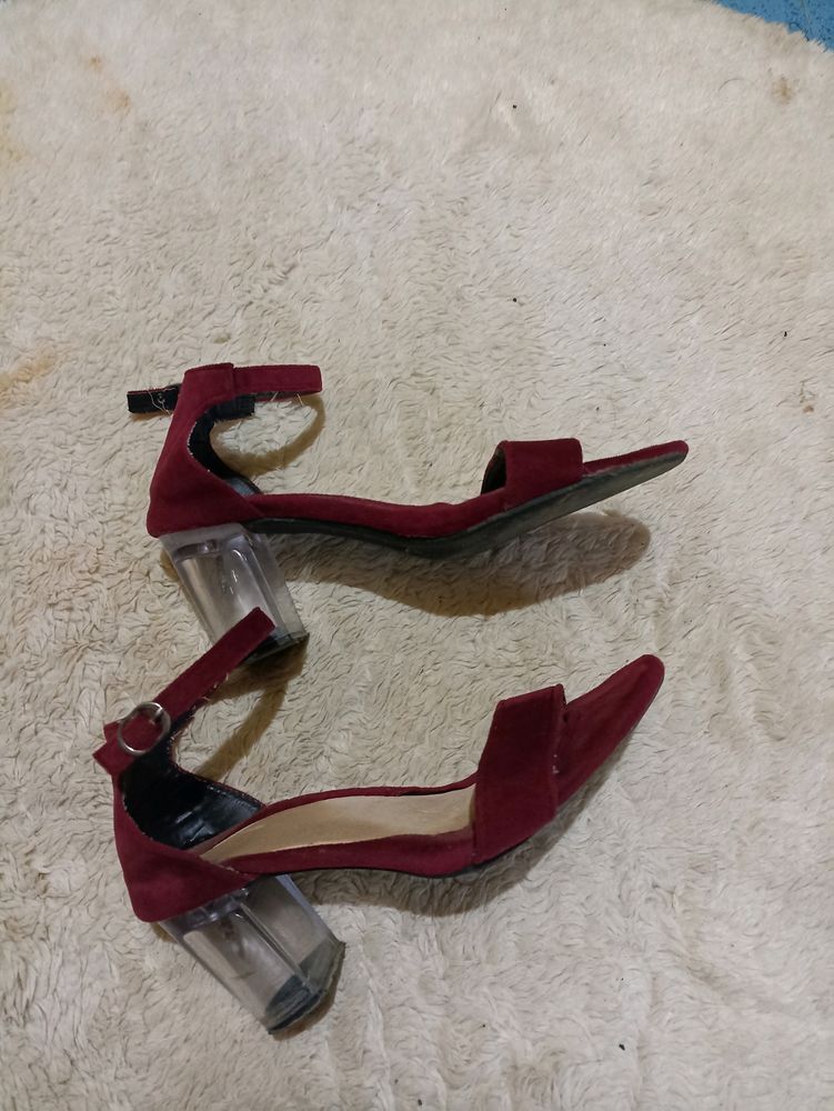 Maroon Block Heel