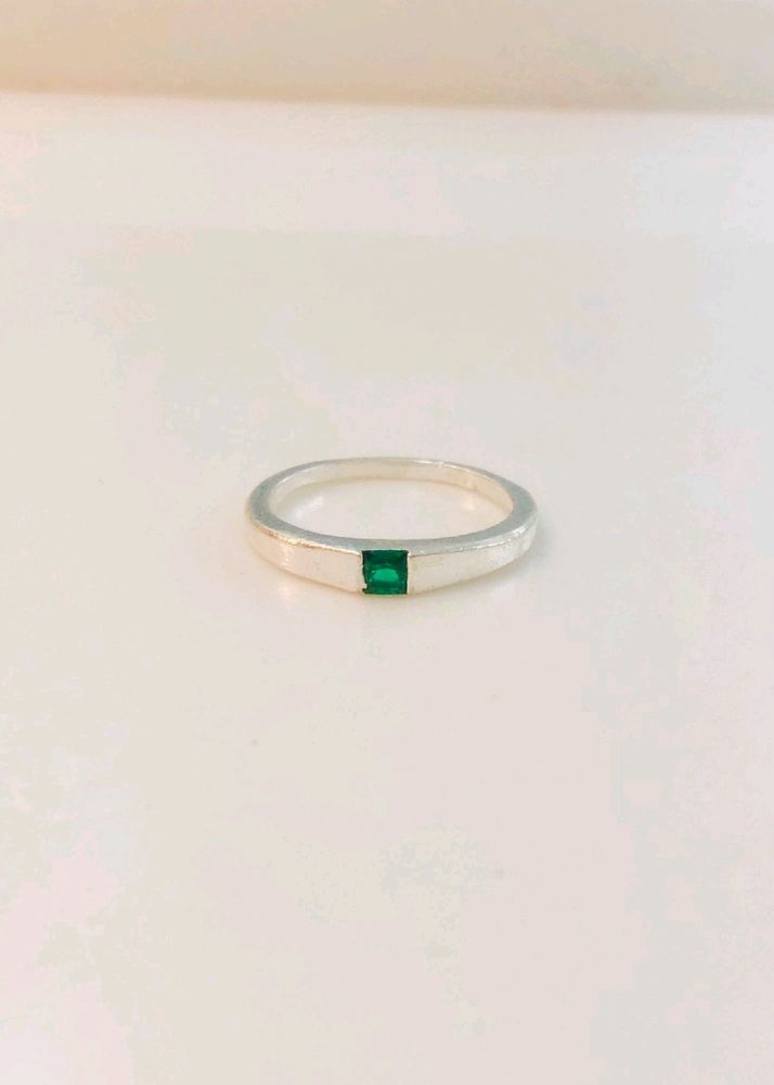 Green Diamond Ring Pure Silver