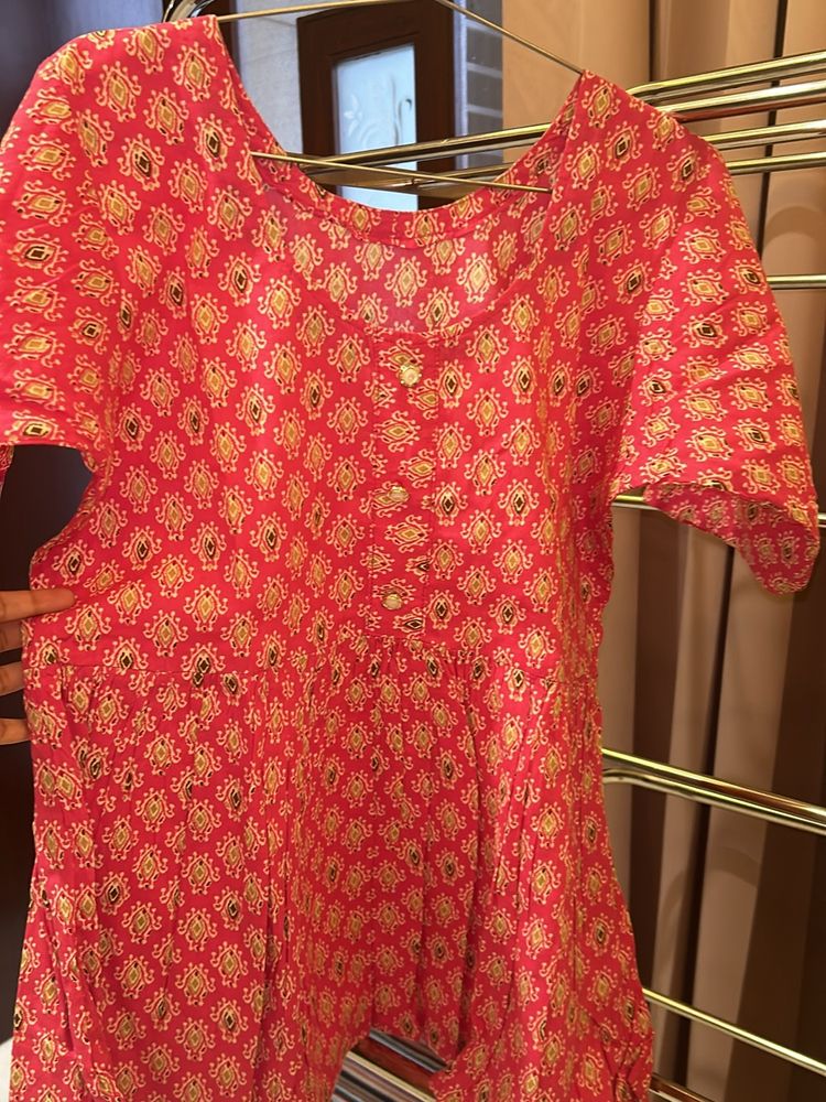 Peplum Rajasthani Pink Kurti