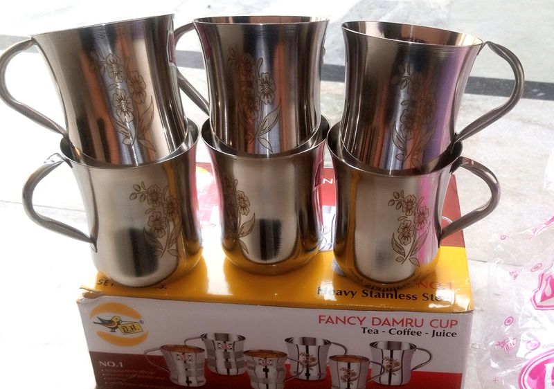 6p Stainless Steel Tea And Coffee Cup Set