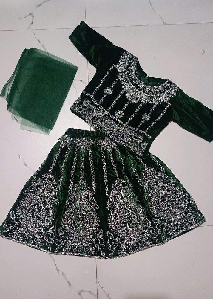 1-2 Years Green Lehenga Choli