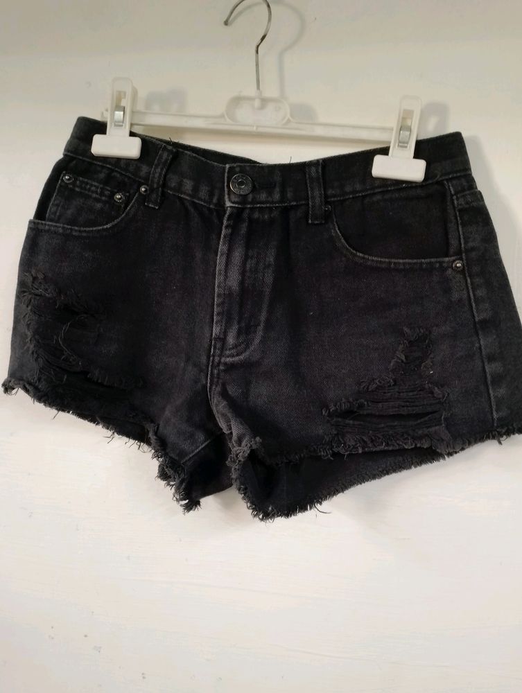 Charcoal Black Denim Shorts