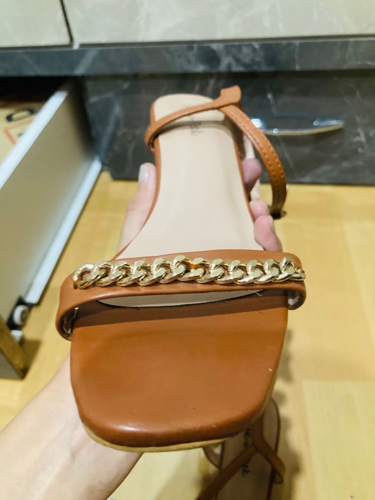 Pretty Brown Block Heels For Women