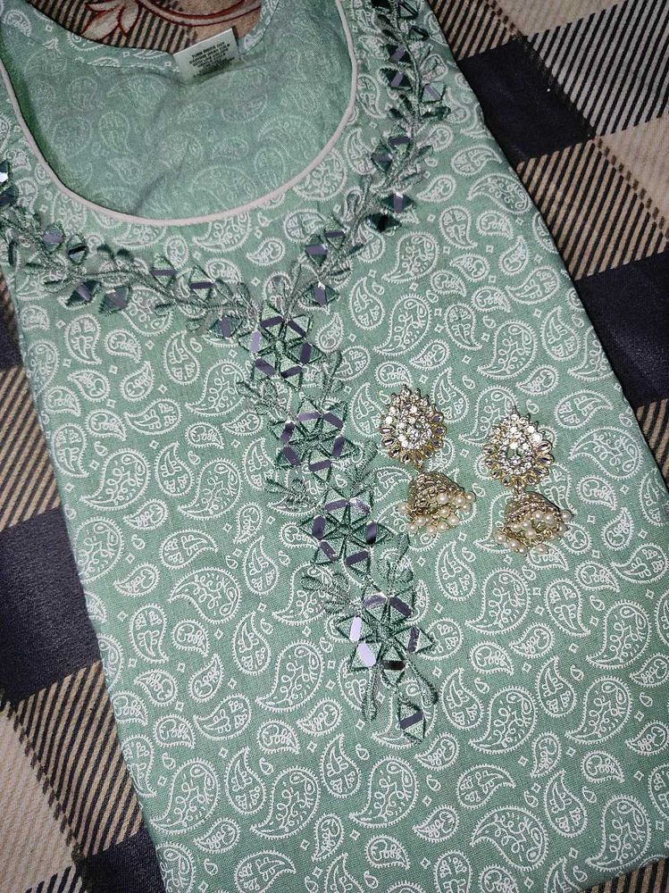 Combo Kurti With Pants And Silver Jhumkas