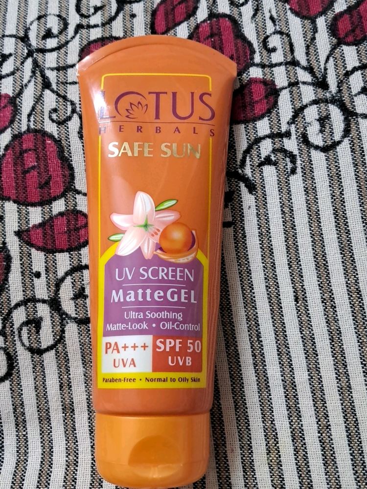 Lotus UV Sun Screen, Matte Gel, PA+++ SPF 50 UVB