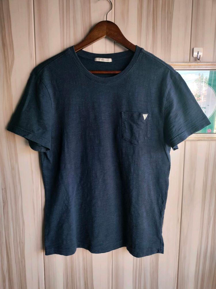 Guess Navy Blue Cotton T-Shirt