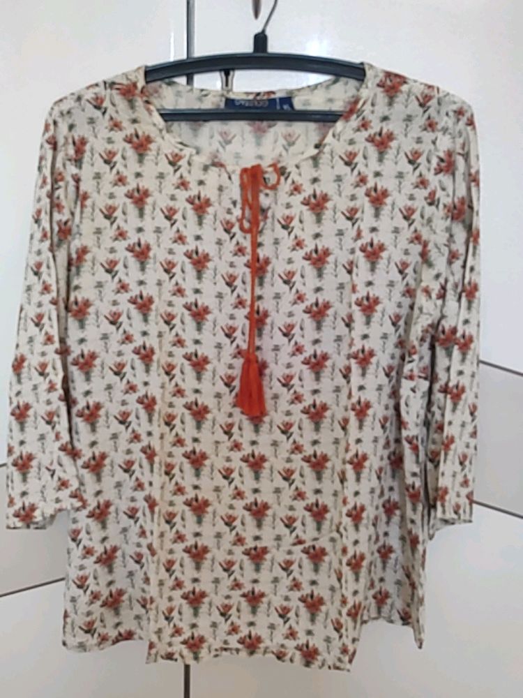 Cream Flower Printed Tunic