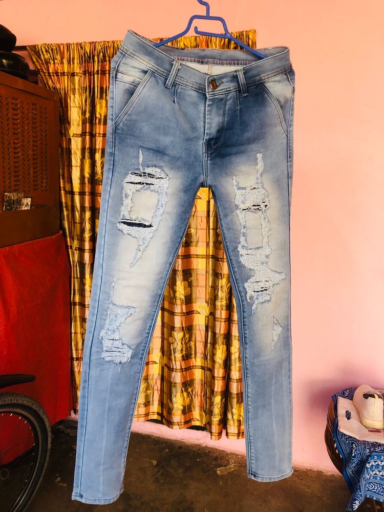 Faded Denim Jeans For Men                        S