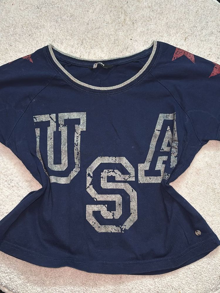 Navy Blue Westside Crop Top