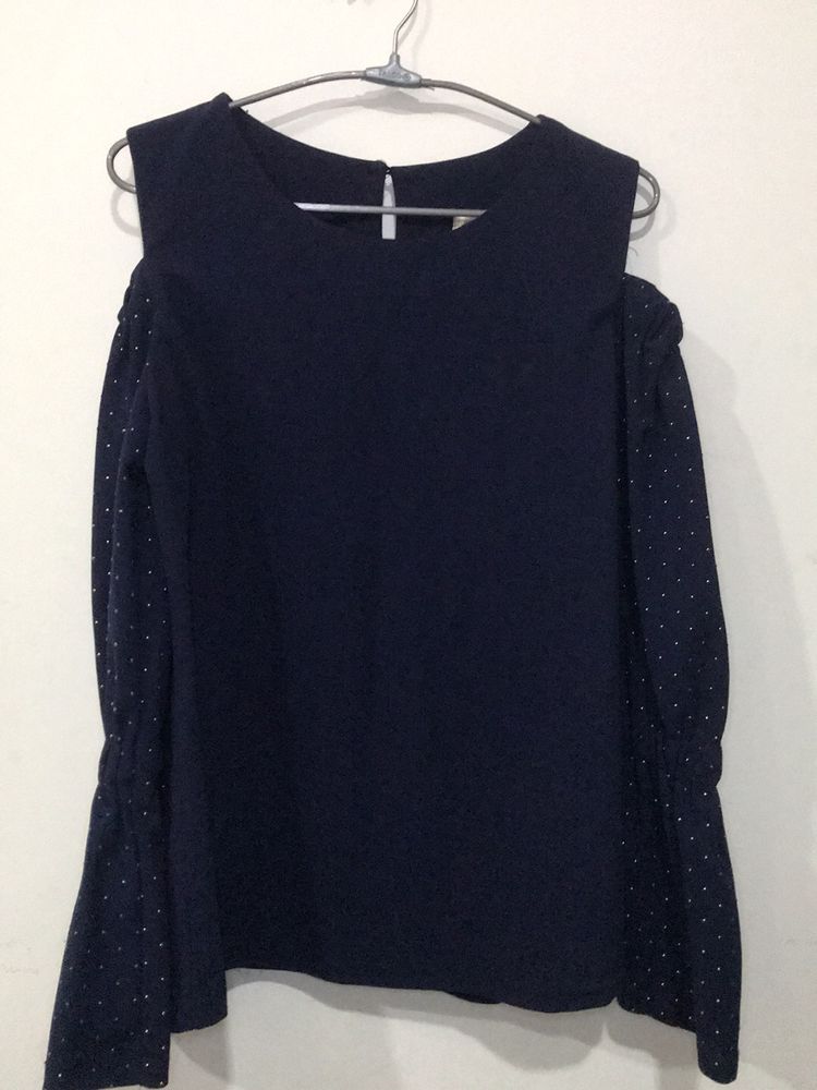 Beautiful Navy Blue Off Shoulder Top