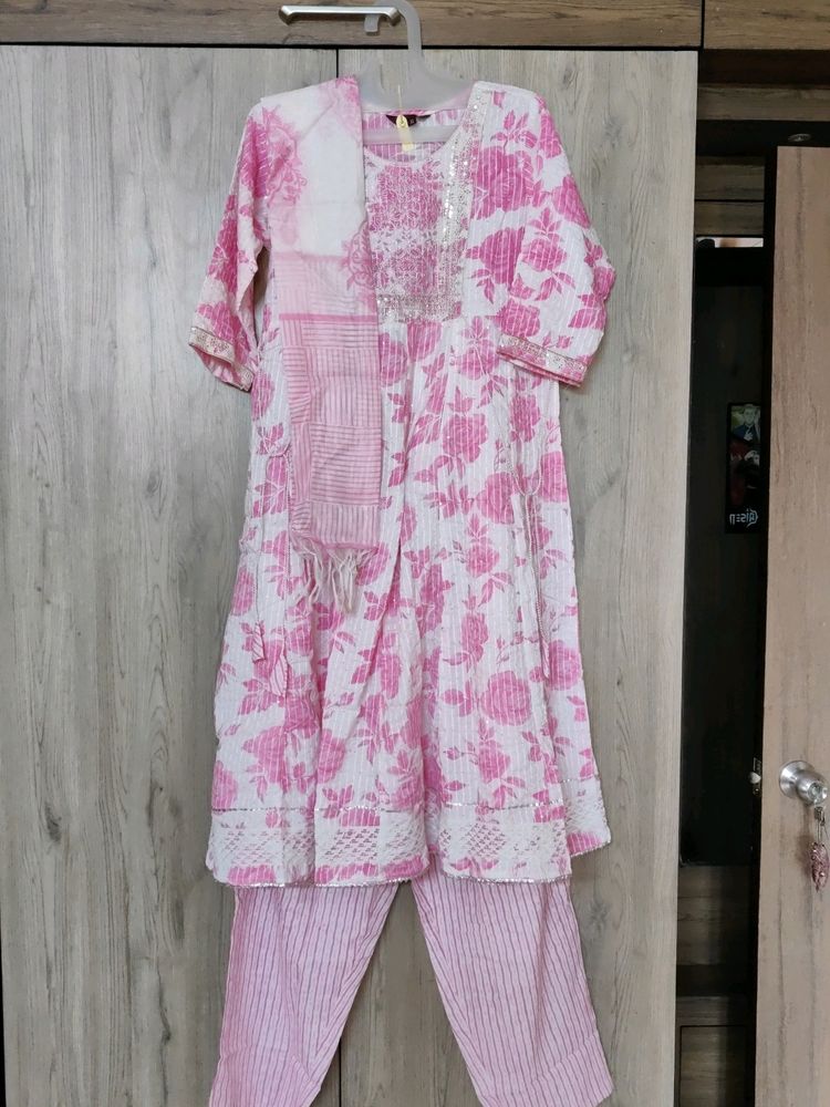 Three Piece Anarkali Kurti Set With Dupatta