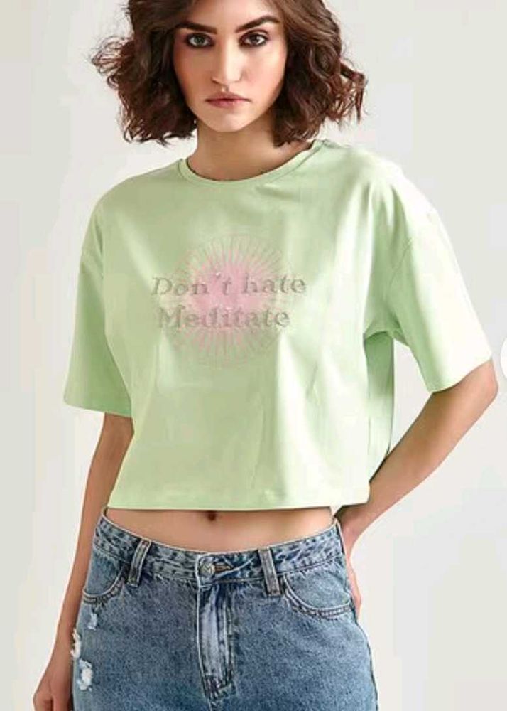 Premium 🎇Cover Story Green Round Neck Top 🎇