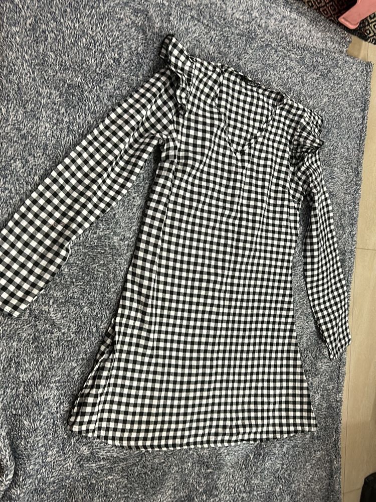 Cute Cotton top - Black And White Checked