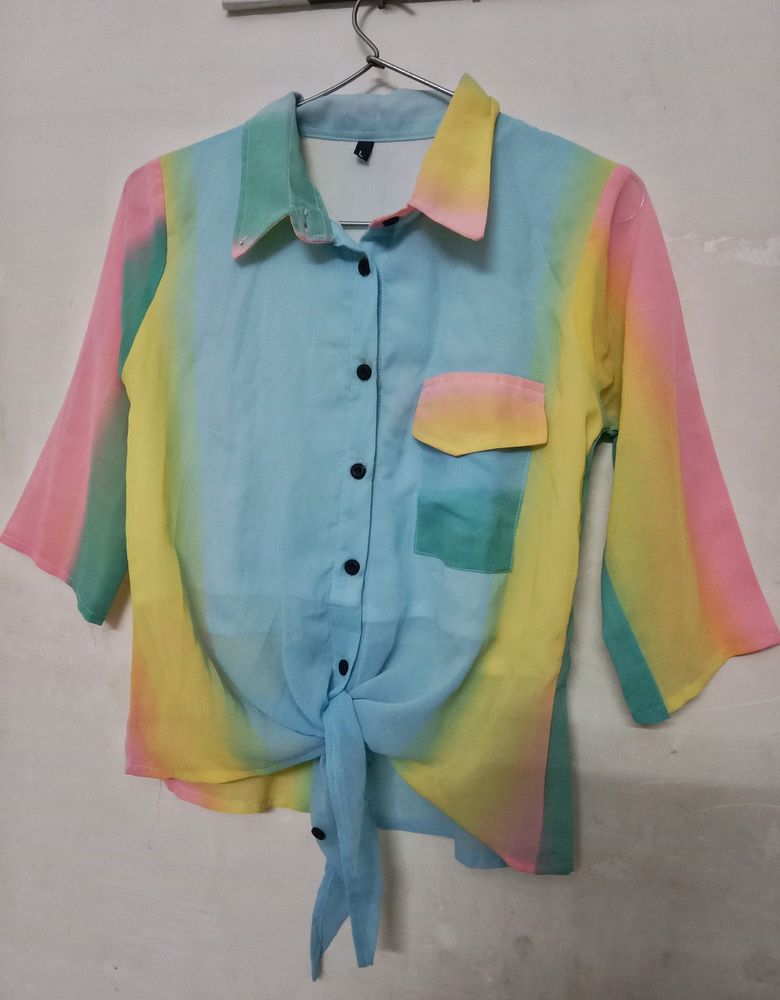 Tie-up pastel shirt .