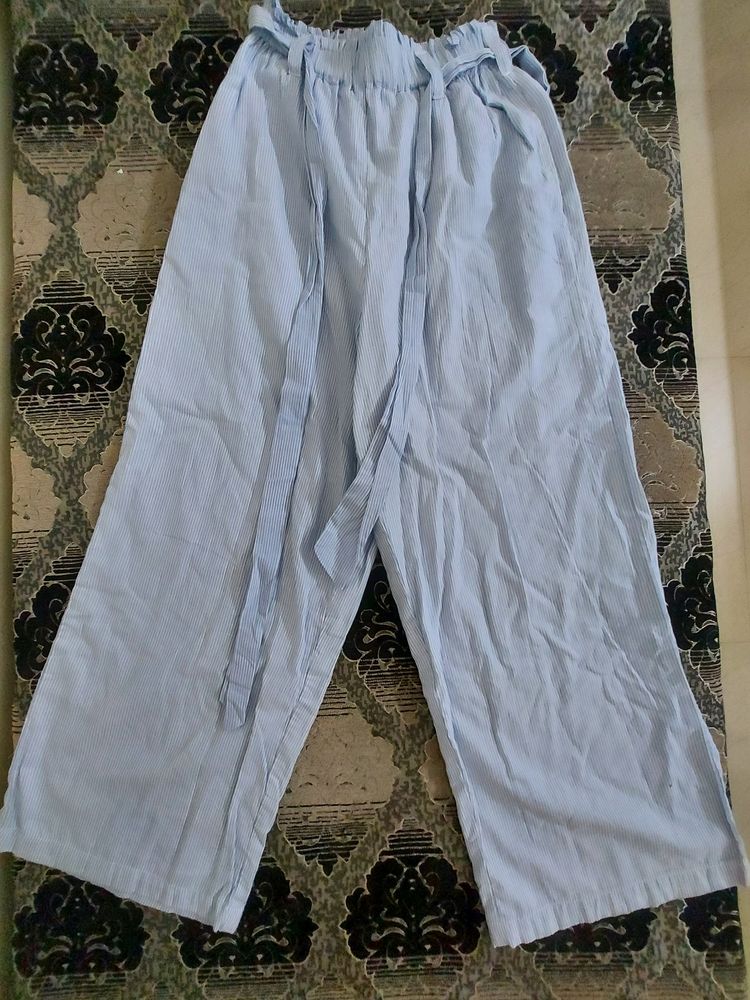 Blue Striped Cotton Pants