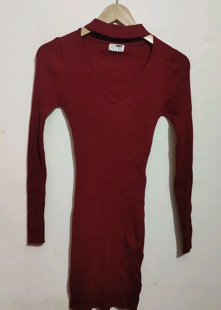 Maroon Winter Dress For Girl Or Woman 28- 30 Bust