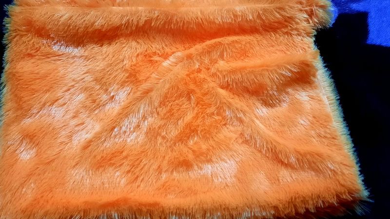 Soft Faux Fur Orange Stole For Women Standard Size